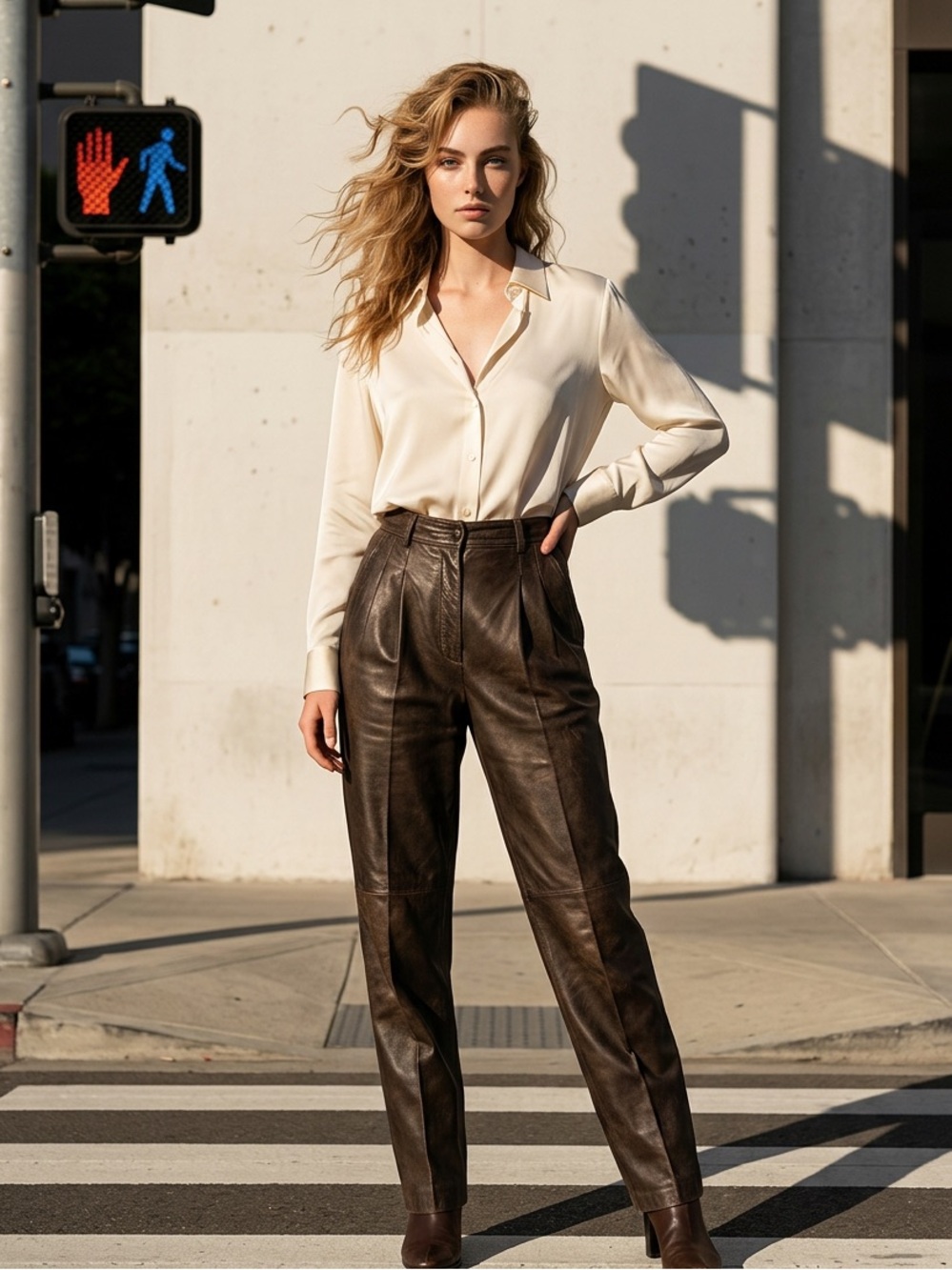 Italian Leather High Waist Pants 42 Vintage 90s Gray Supple Pleated Pants EUC!